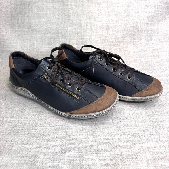 Remonte Liv navy blue, brown leather lace up sneakers oxfords sz 40 (8.5-9) - Picture 1 of 10